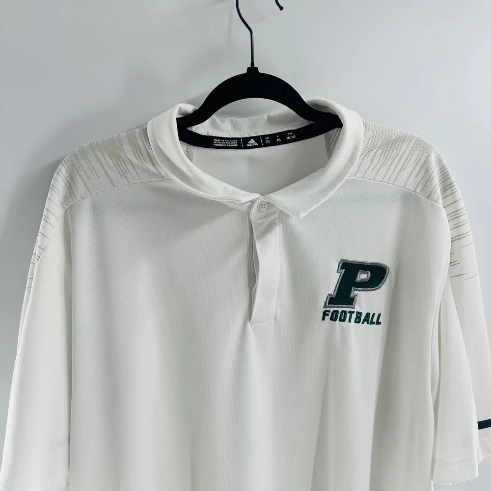 Adidas Football Polo Shirt‎ Athletic Short Sleeve Logo White Size 2X-Large